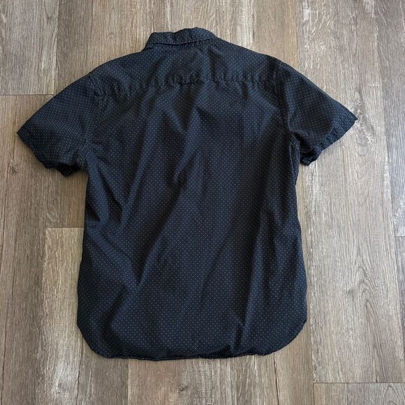 Denim & Flower Men's Black Short Sleeve Shirt w/ White Dots 100% Cotton - Picture 2 of 5